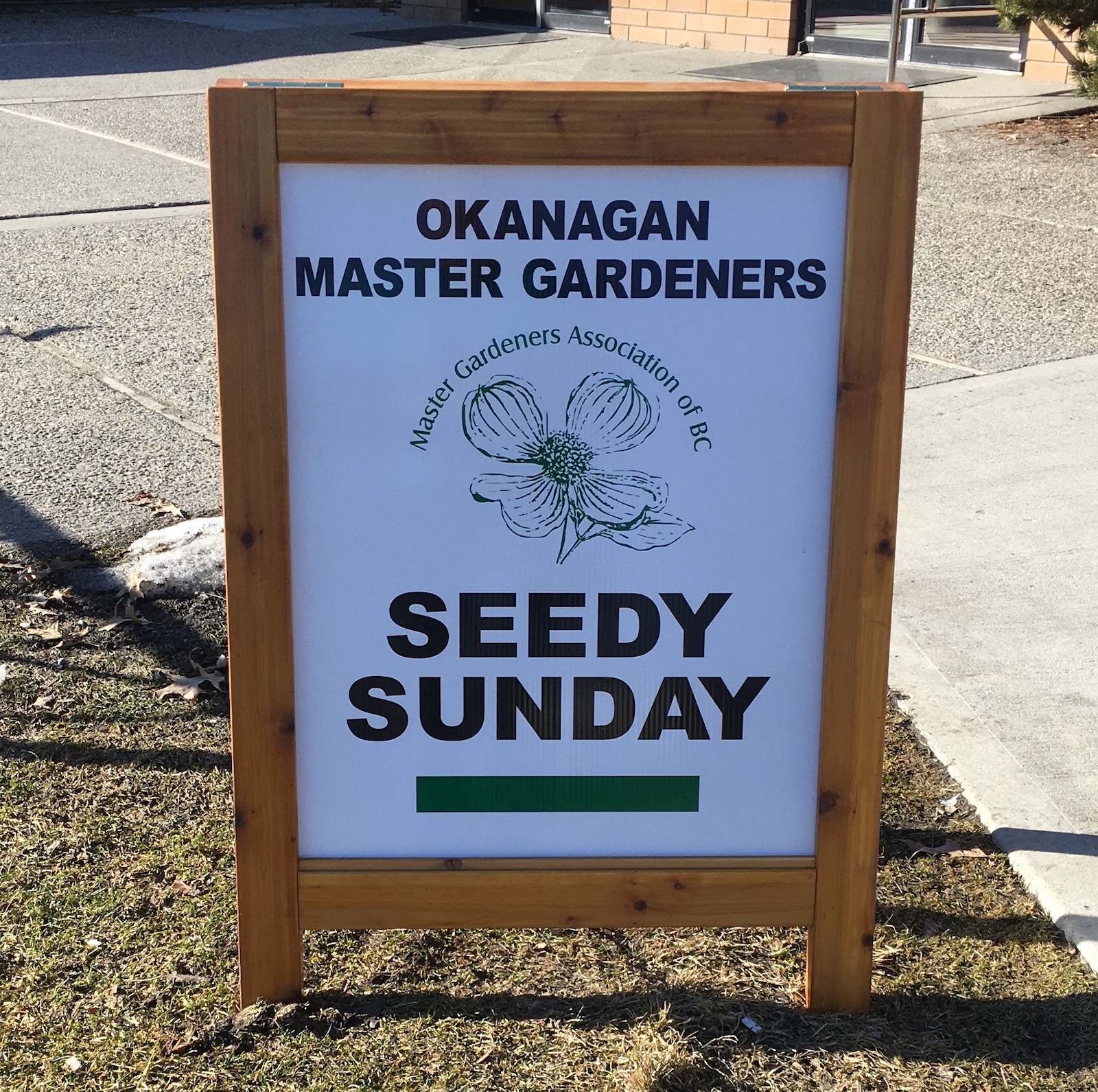 Official Seedy Sunday sign - okanagan master gardeners in kelowna